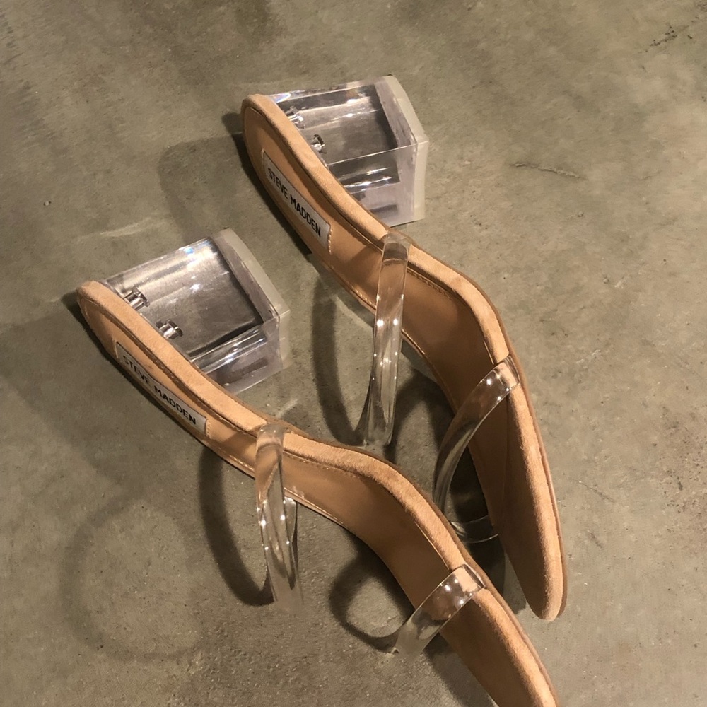 Steve Madden clear heels worn one great condition